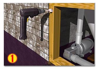 Installation step 1: Using the spade bit included in the starter kit, drill a countersunk hole for each magnet to a depth of 1/2"